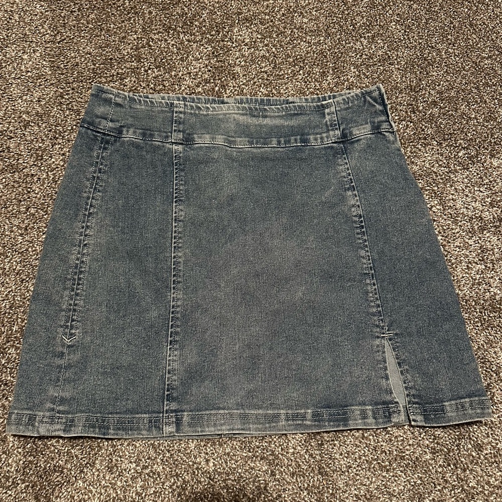 Pink Lily Washed Blue Denim Mini Skirt